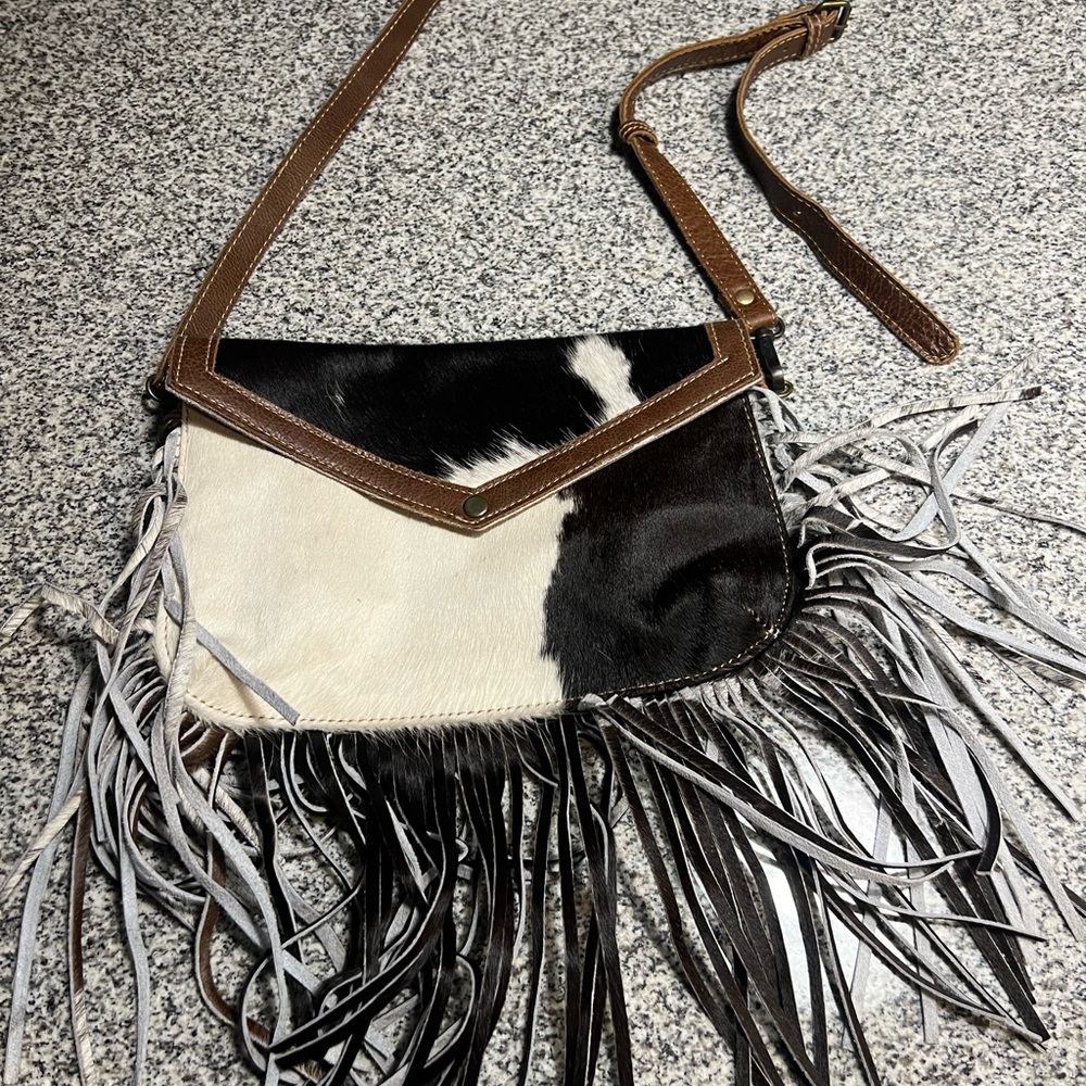 Cowhide Fringe Crossbody Bag